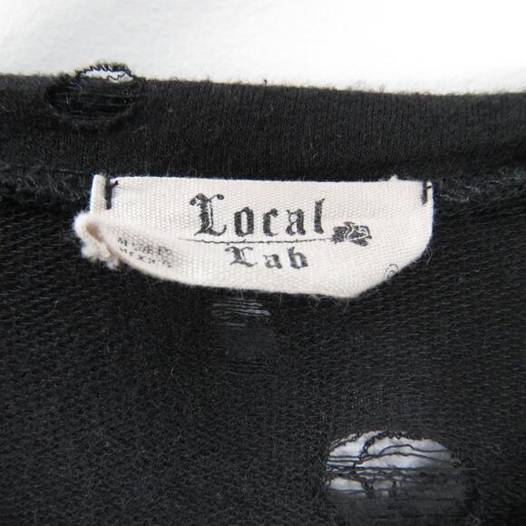 Urban Outfitters Black Embroidered Floral Rose Edgy Ripped Top Small - Picture 5 of 6